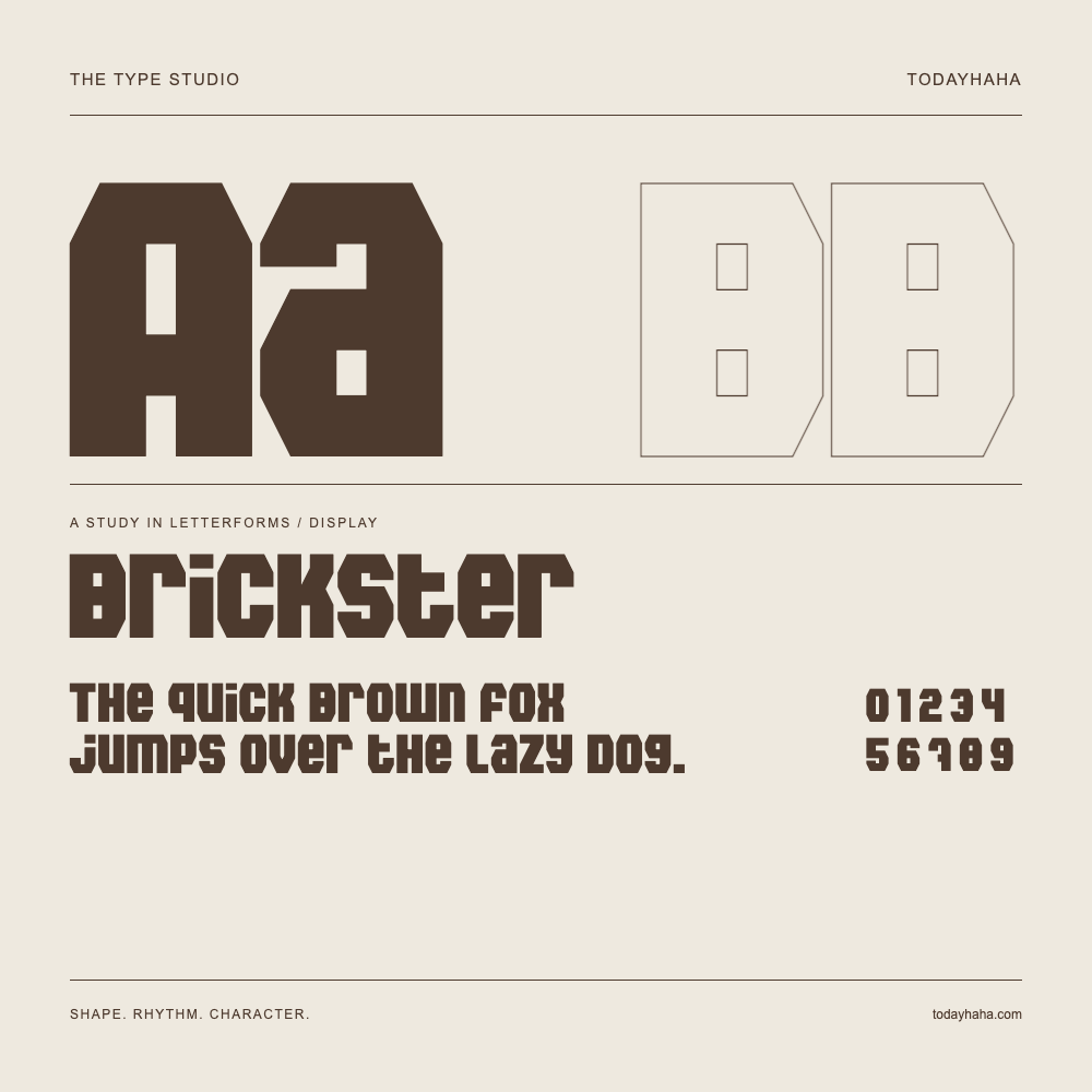 Brickster — Estudio de letras con una frase y números