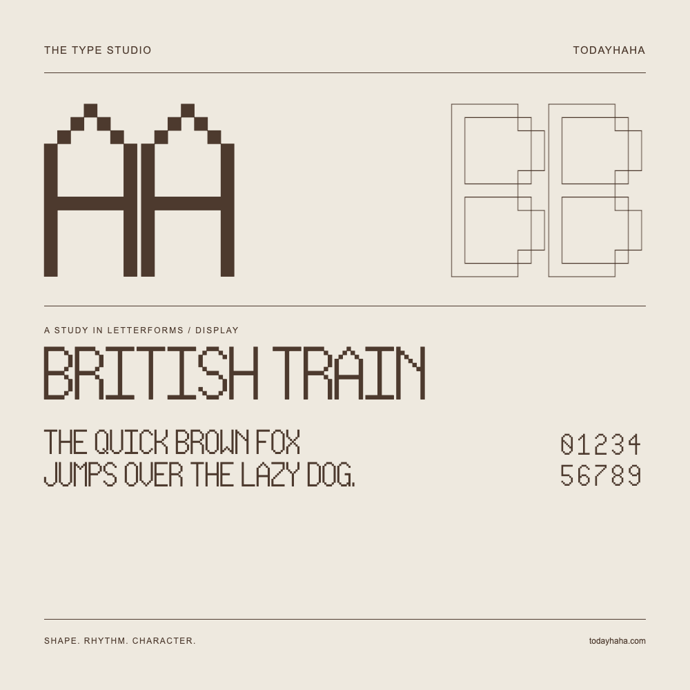 British Train — Estudio de letras con una frase y números