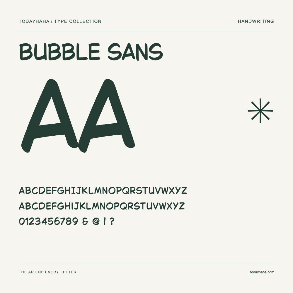 Bubble Sans — Font specimen with uppercase and lowercase letters and numbers