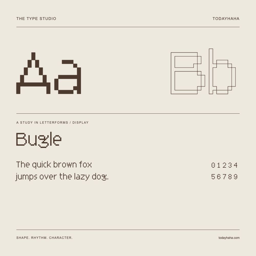Bugle — Estudio de letras con una frase y números