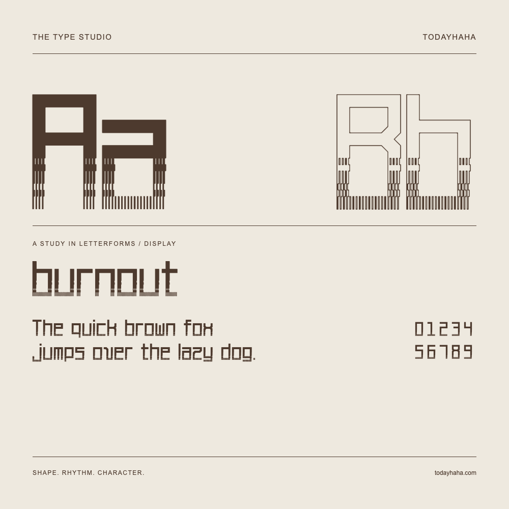 burnout — 字形展示：示例句子与数字