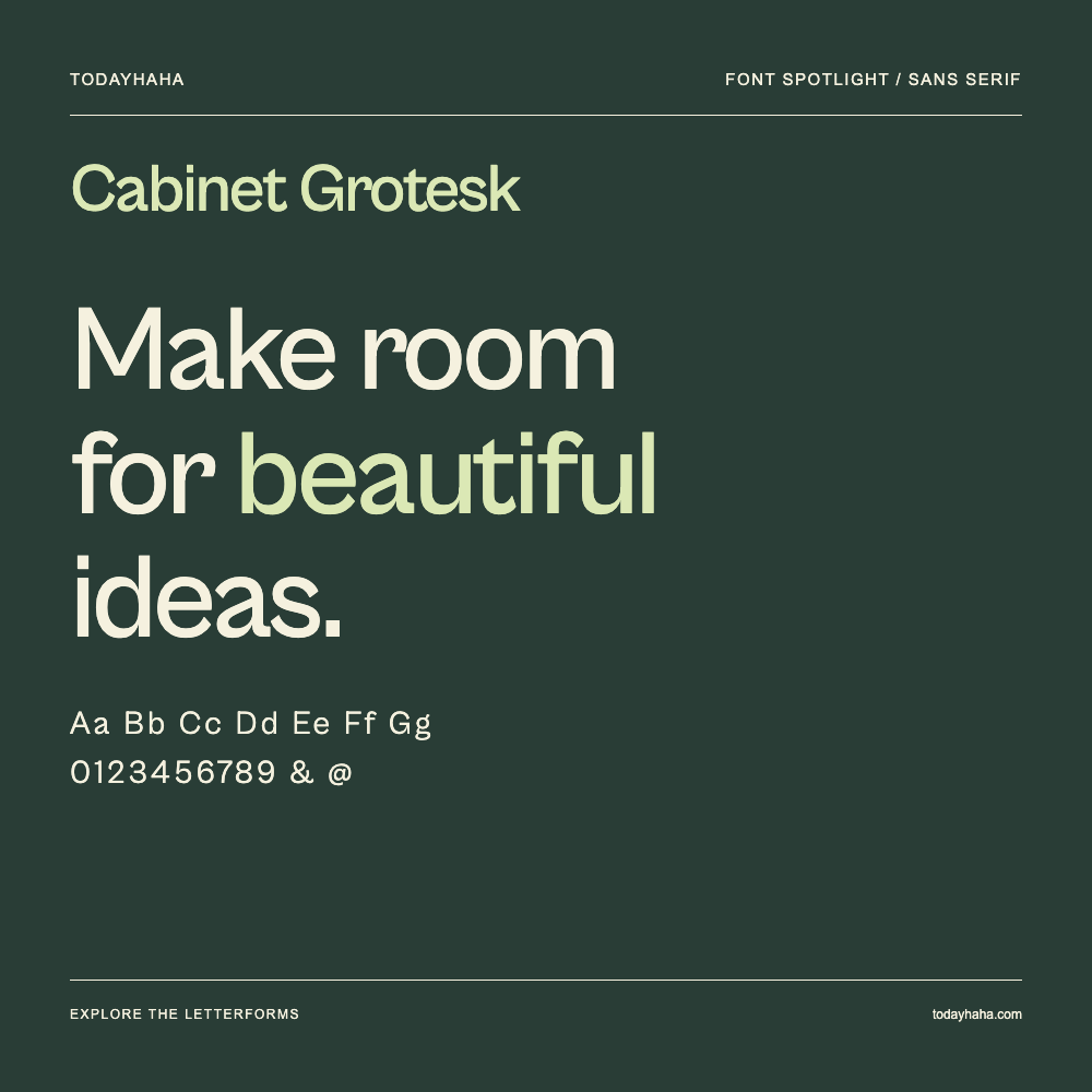Cabinet Grotesk — Póster tipográfico con texto de muestra