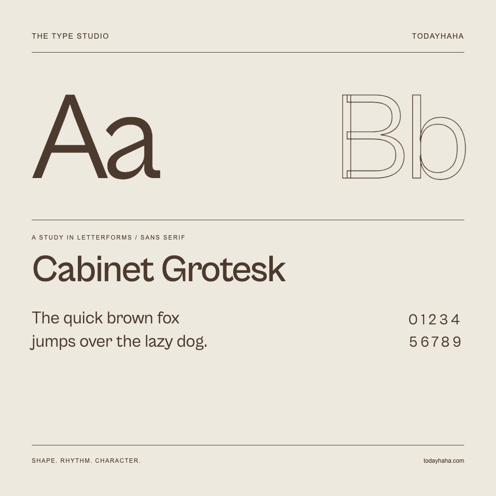 Cabinet Grotesk — Estudio de letras con una frase y números