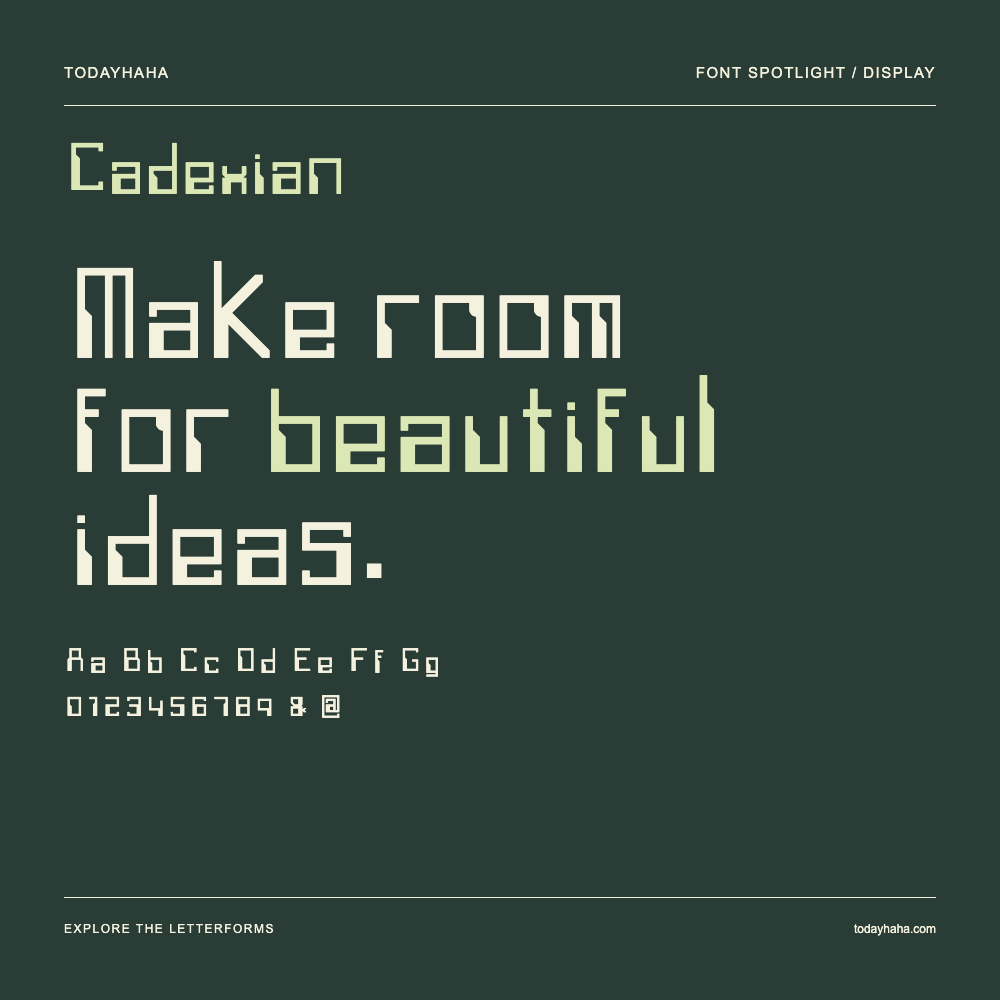 Cadexian — Typografieposter mit Beispieltext