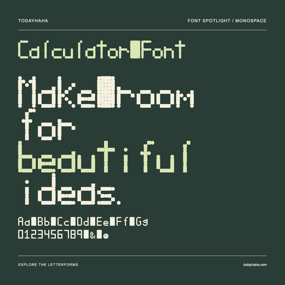 Calculator Font — Typography poster with sample text