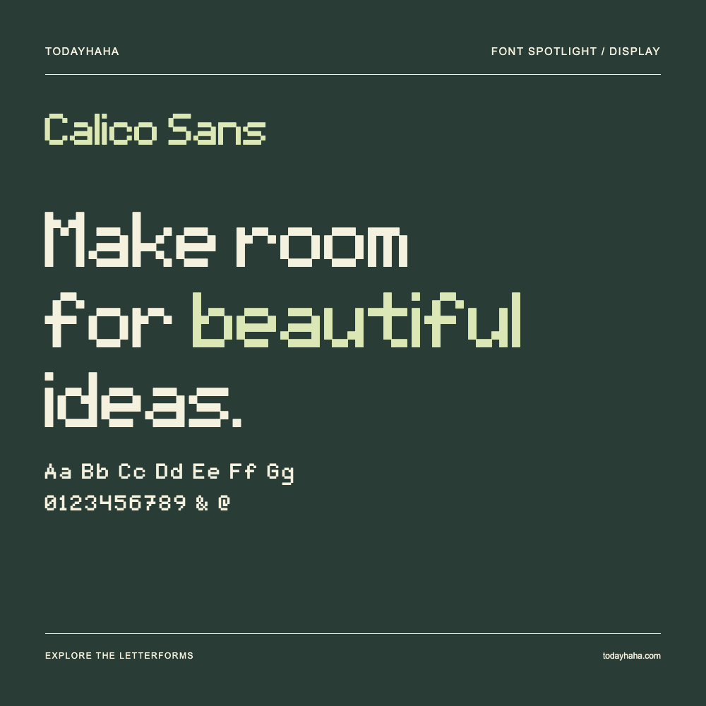 Calico Sans — Poster tipografico con testo di esempio