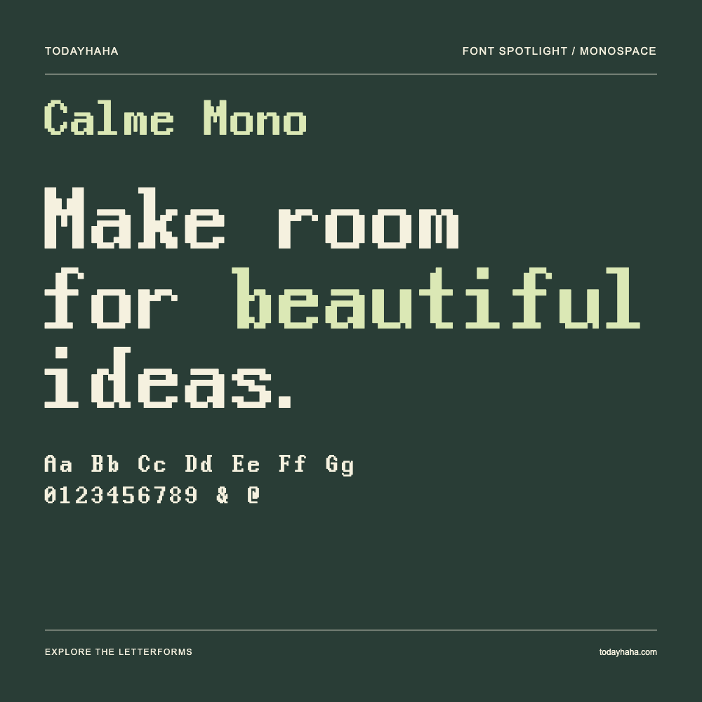 Calme Mono — Póster tipográfico con texto de muestra