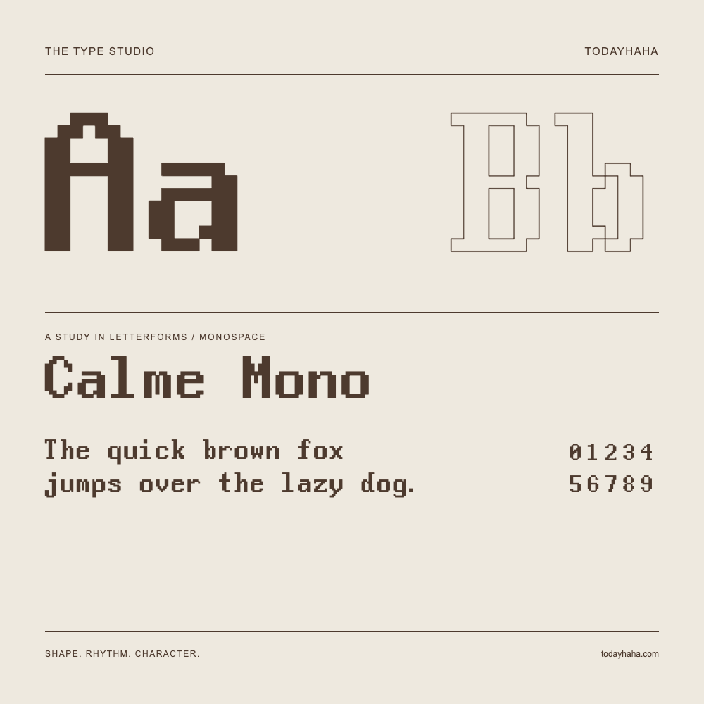 Calme Mono — Estudio de letras con una frase y números