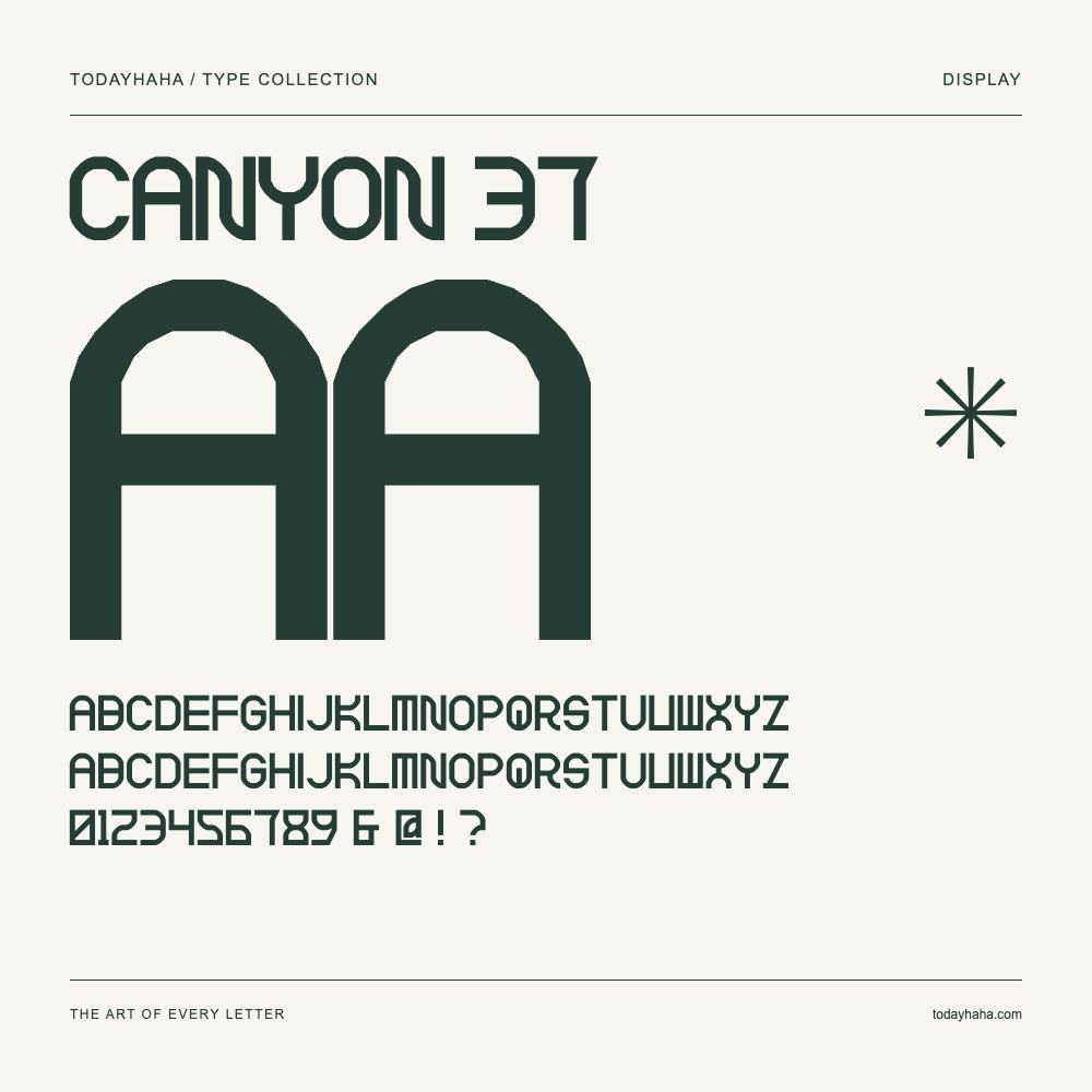 Canyon 37 — Campione con lettere maiuscole, minuscole e numeri