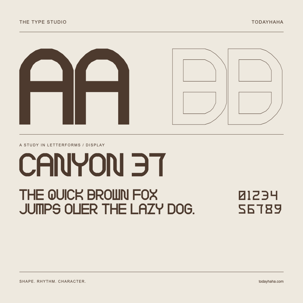 Canyon 37 — Studio delle lettere con frase e numeri