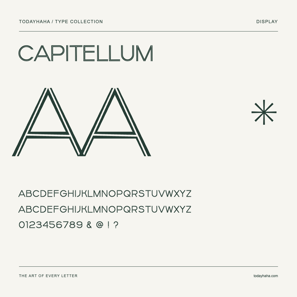 Capitellum — Spécimen avec majuscules, minuscules et chiffres