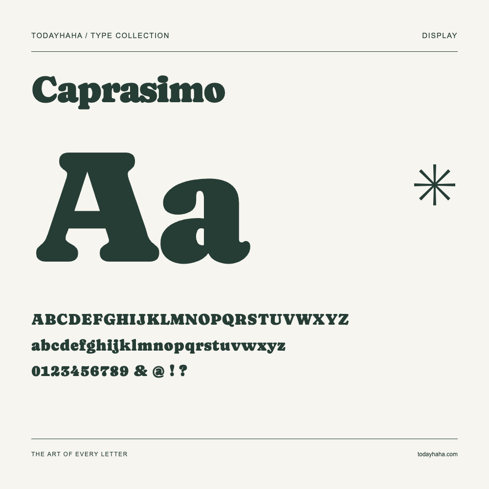 Caprasimo — 字体展示:大小写字母与数字