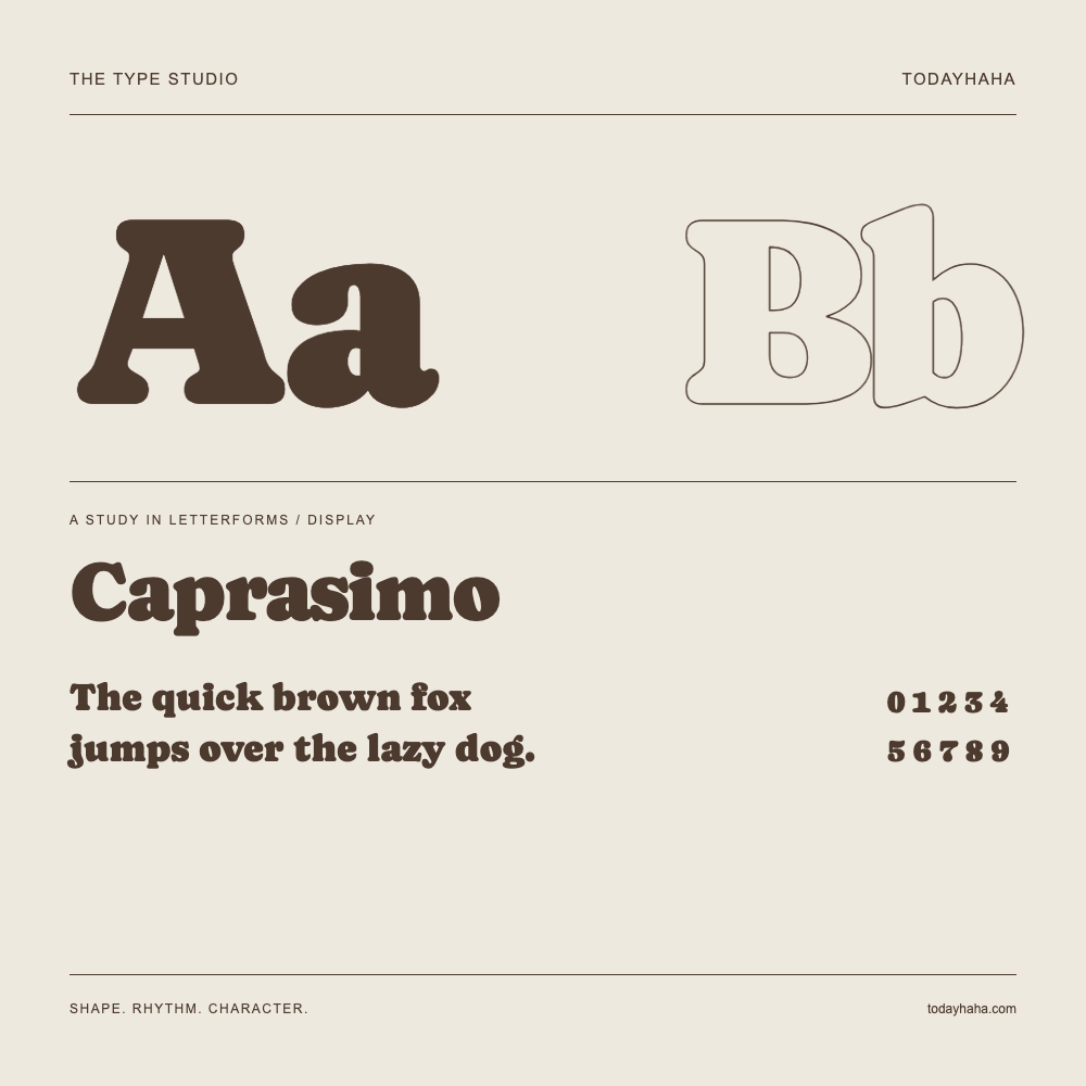 Caprasimo — 字形展示:示例句子与数字