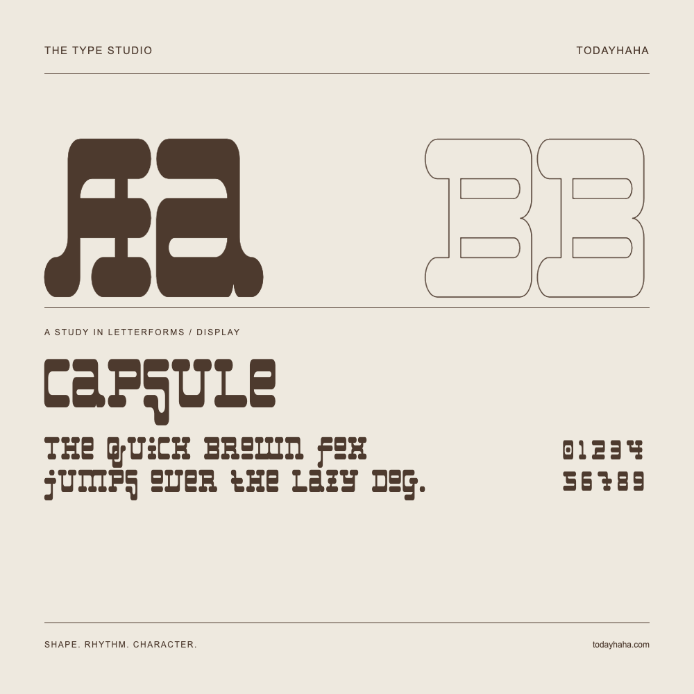 Capsule — Buchstabenstudie mit Beispielsatz und Ziffern