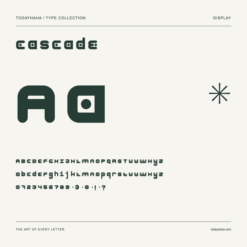 Cascade — Muestra de mayúsculas, minúsculas y números
