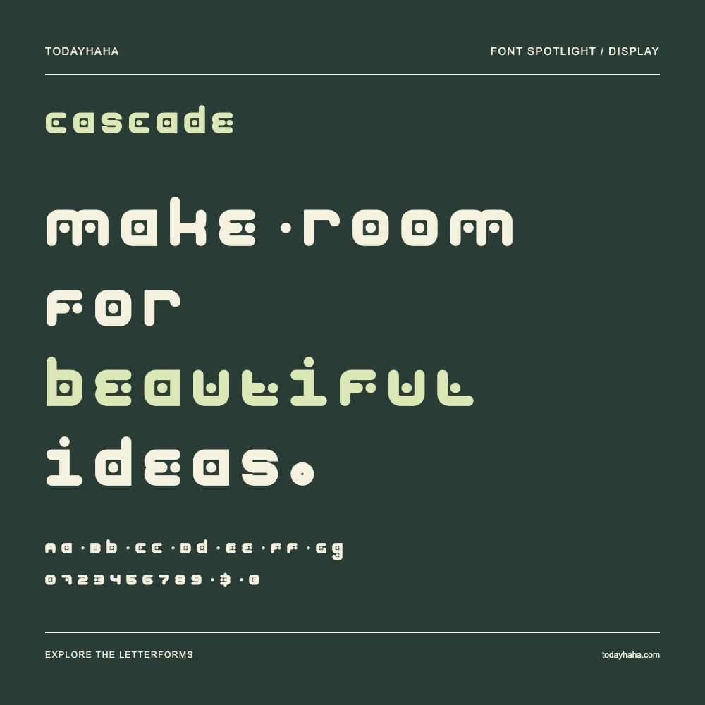 Cascade — Póster tipográfico con texto de muestra