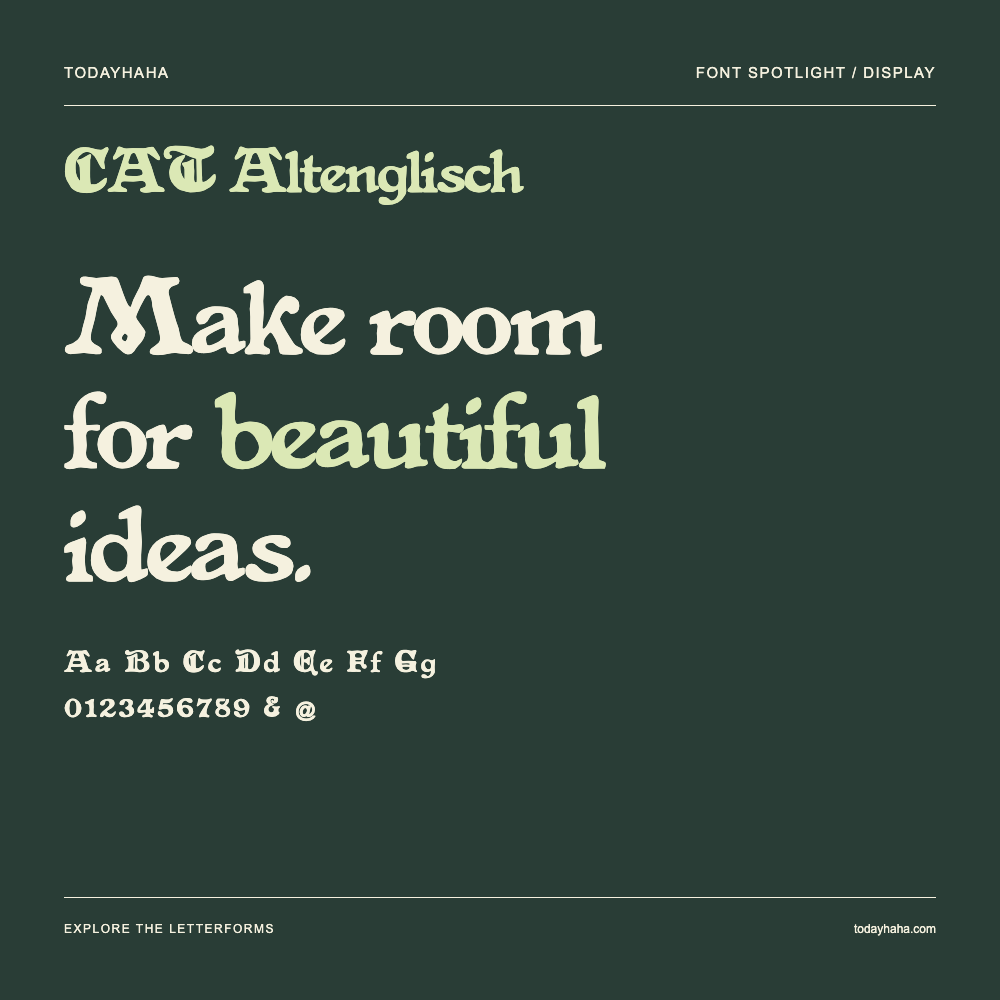 CAT Altenglisch — Typografieposter mit Beispieltext