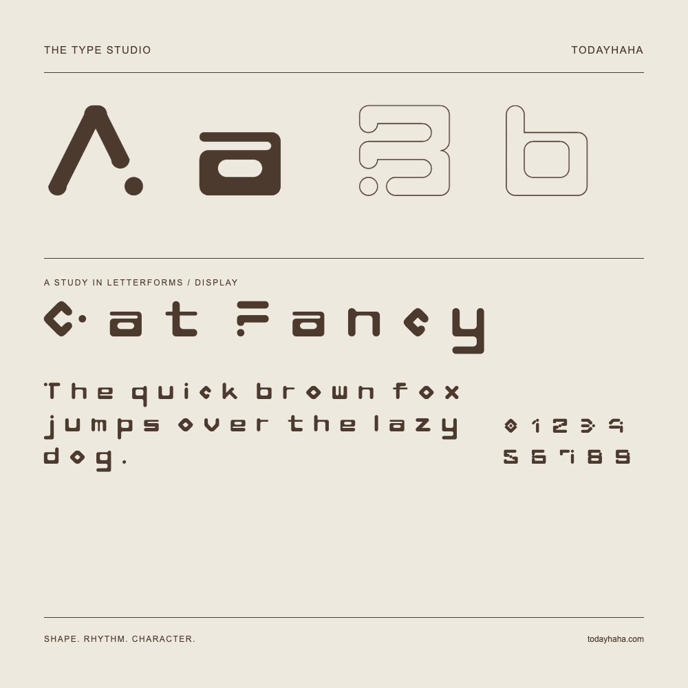Cat Fancy — Estudio de letras con una frase y números