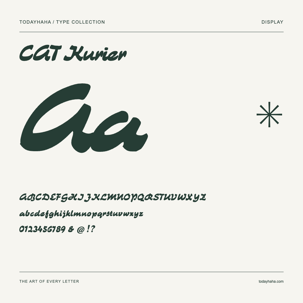 CAT Kurier — Font specimen with uppercase and lowercase letters and numbers
