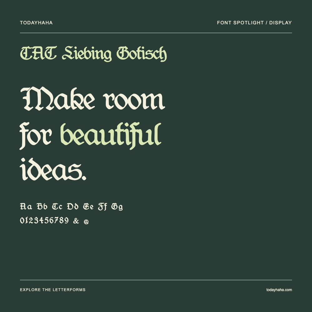 CAT Liebing Gotisch — Typography poster with sample text