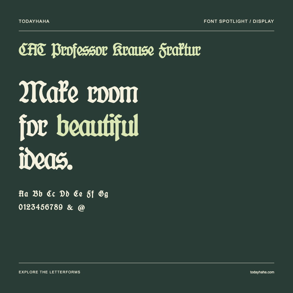 CAT Professor Krause Fraktur — Typografieposter mit Beispieltext