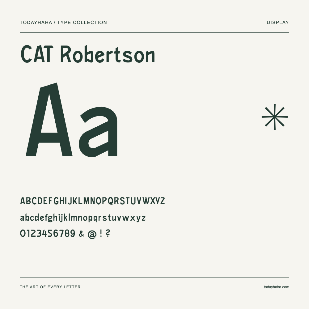 CAT Robertson — Schriftmuster mit Großbuchstaben, Kleinbuchstaben und Ziffern
