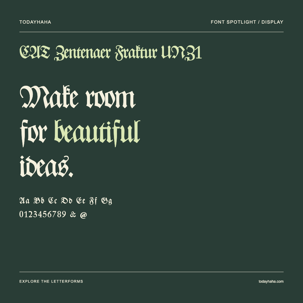 CAT Zentenaer Fraktur UNZ1 — Typografieposter mit Beispieltext