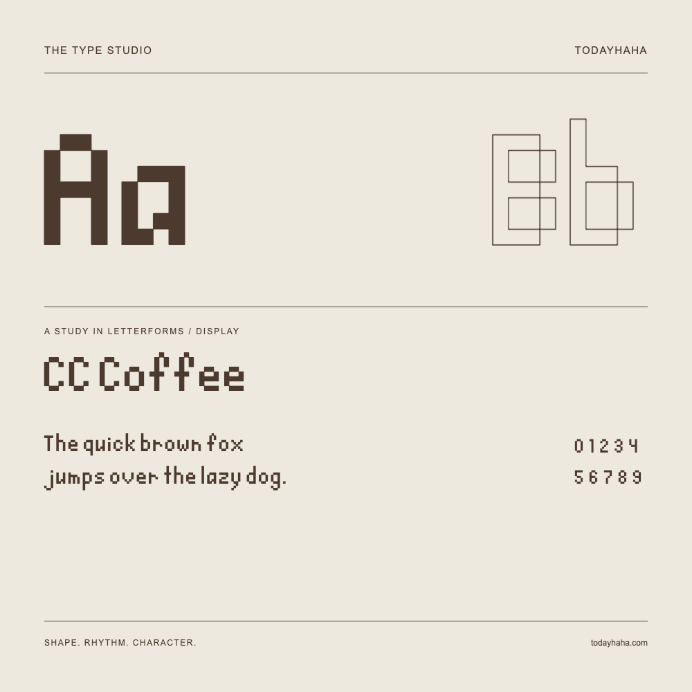 CC Coffee — Étude des lettres avec une phrase et des chiffres