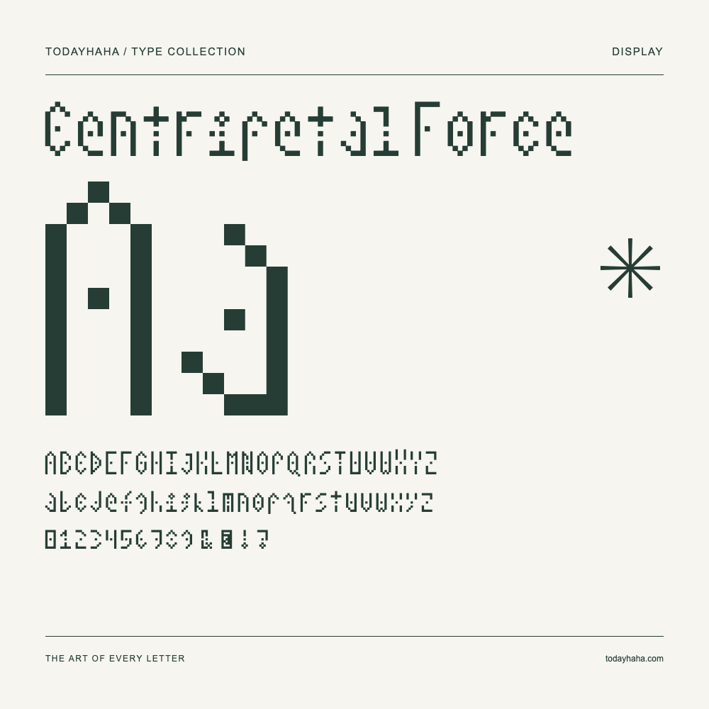 Centripetal Force — Muestra de mayúsculas, minúsculas y números