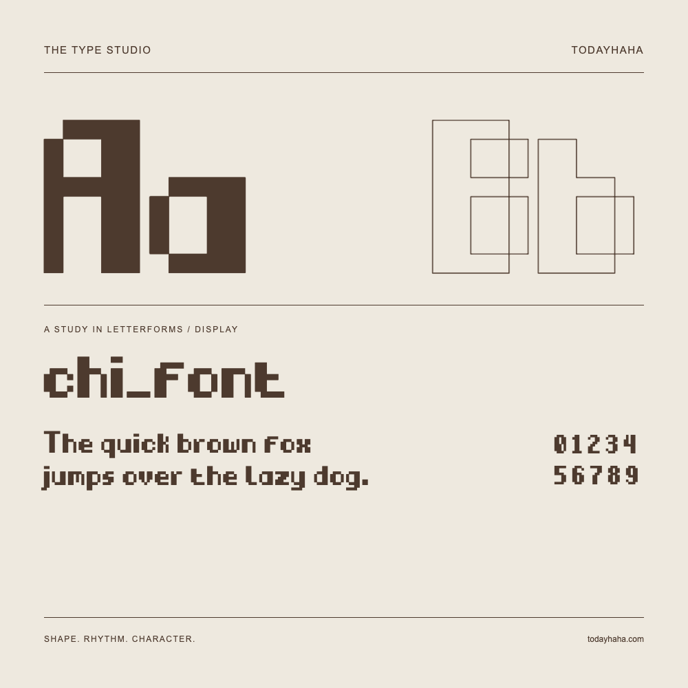 chi_font — Letterform study with sample sentence and numbers
