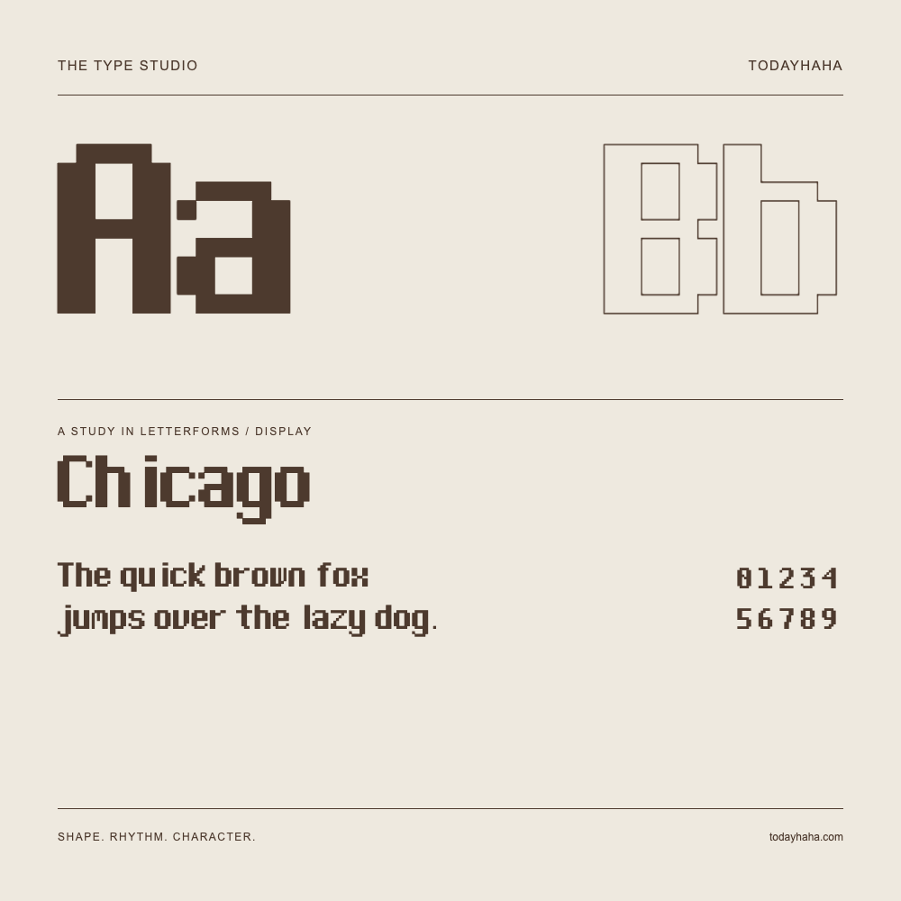 Chicago — Buchstabenstudie mit Beispielsatz und Ziffern