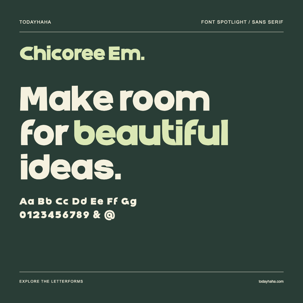 Chicoree Em. — Poster tipografico con testo di esempio