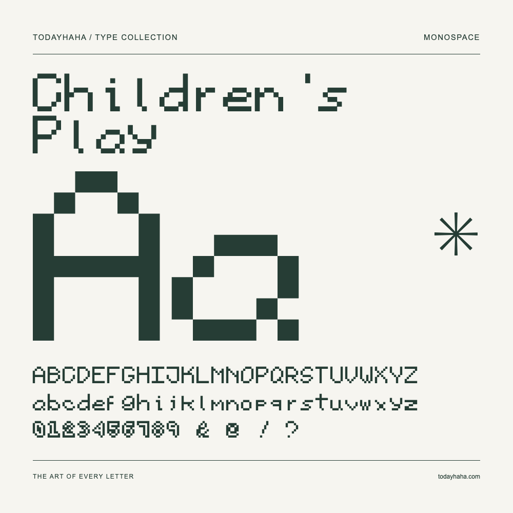 Children's Play — Spécimen avec majuscules, minuscules et chiffres