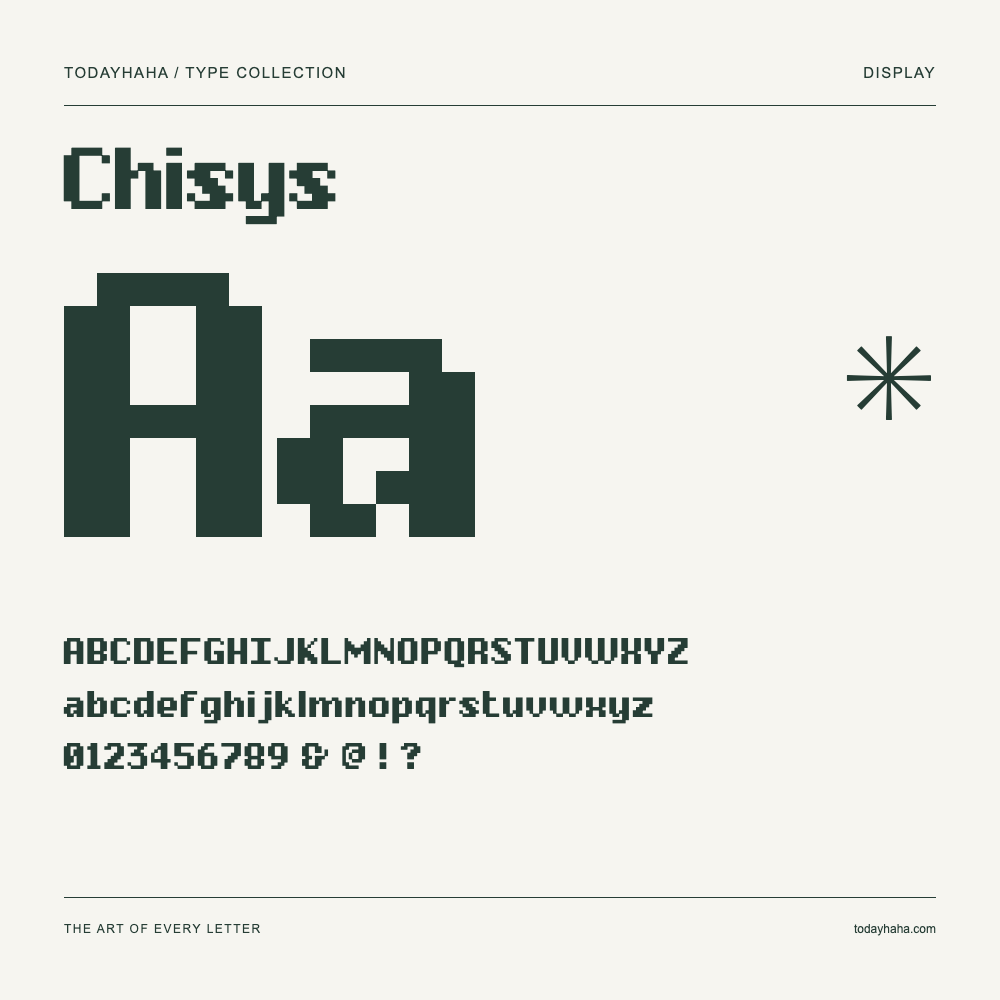 Chisys — Font specimen with uppercase and lowercase letters and numbers