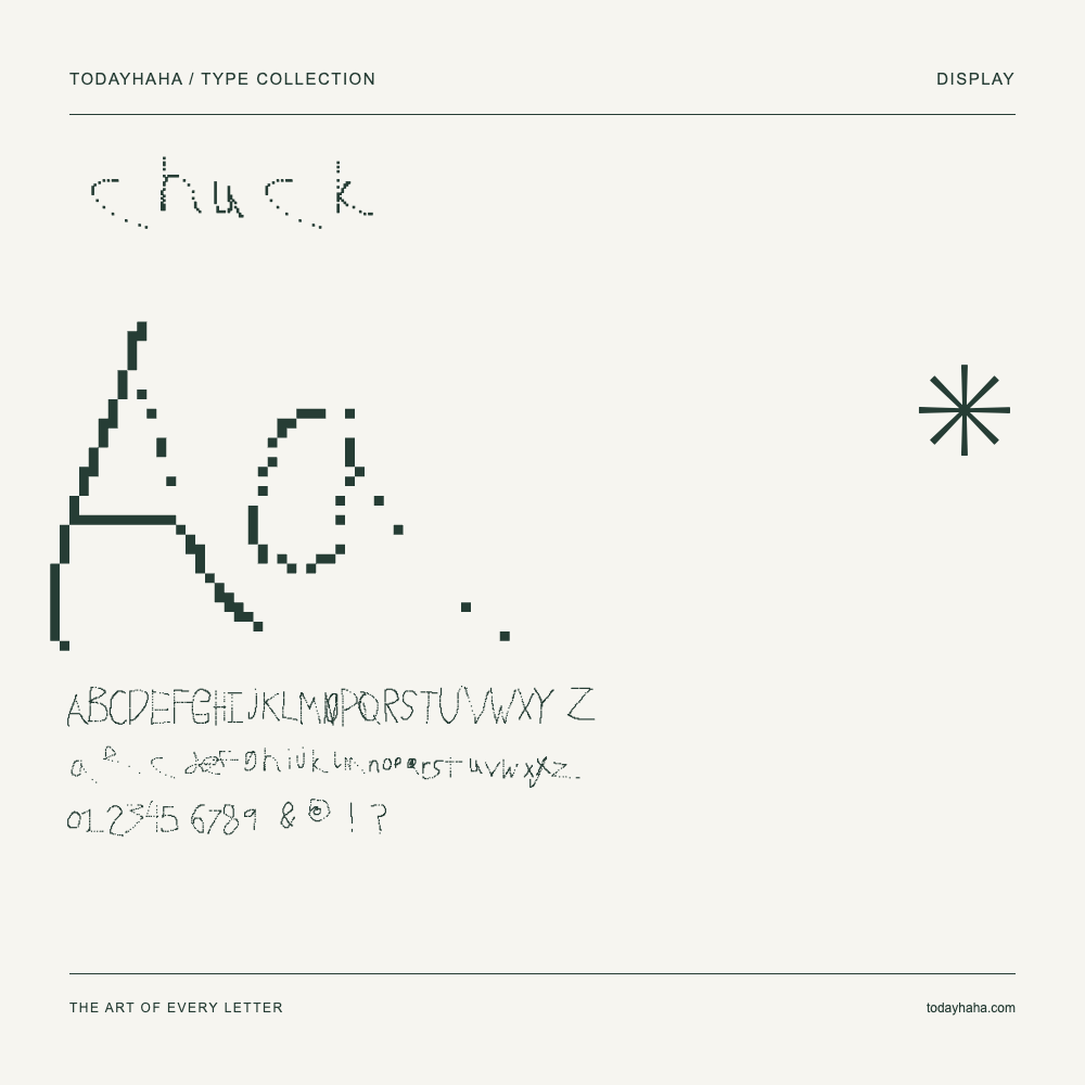 chuck — Schriftmuster mit Großbuchstaben, Kleinbuchstaben und Ziffern