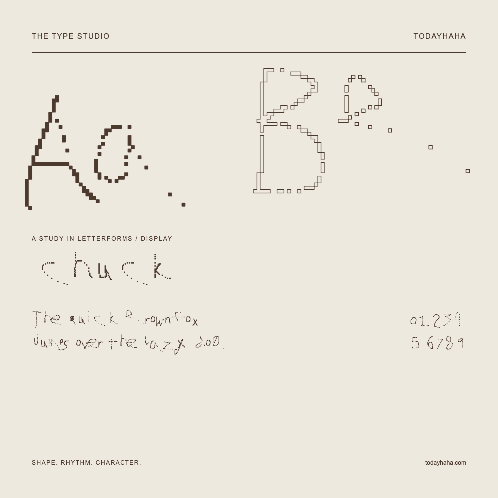 chuck — Buchstabenstudie mit Beispielsatz und Ziffern
