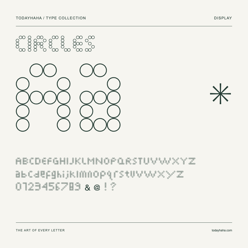 CIRCLES — Schriftmuster mit Großbuchstaben, Kleinbuchstaben und Ziffern