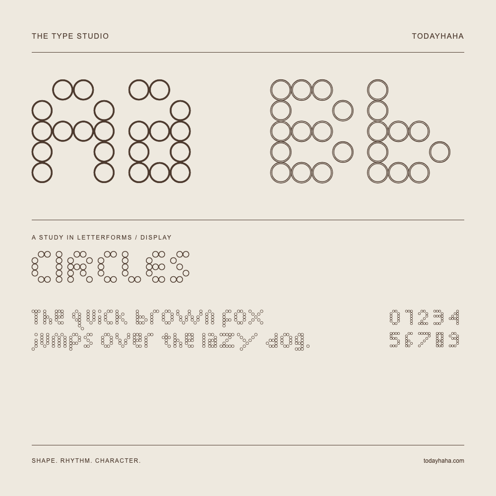 CIRCLES — Buchstabenstudie mit Beispielsatz und Ziffern