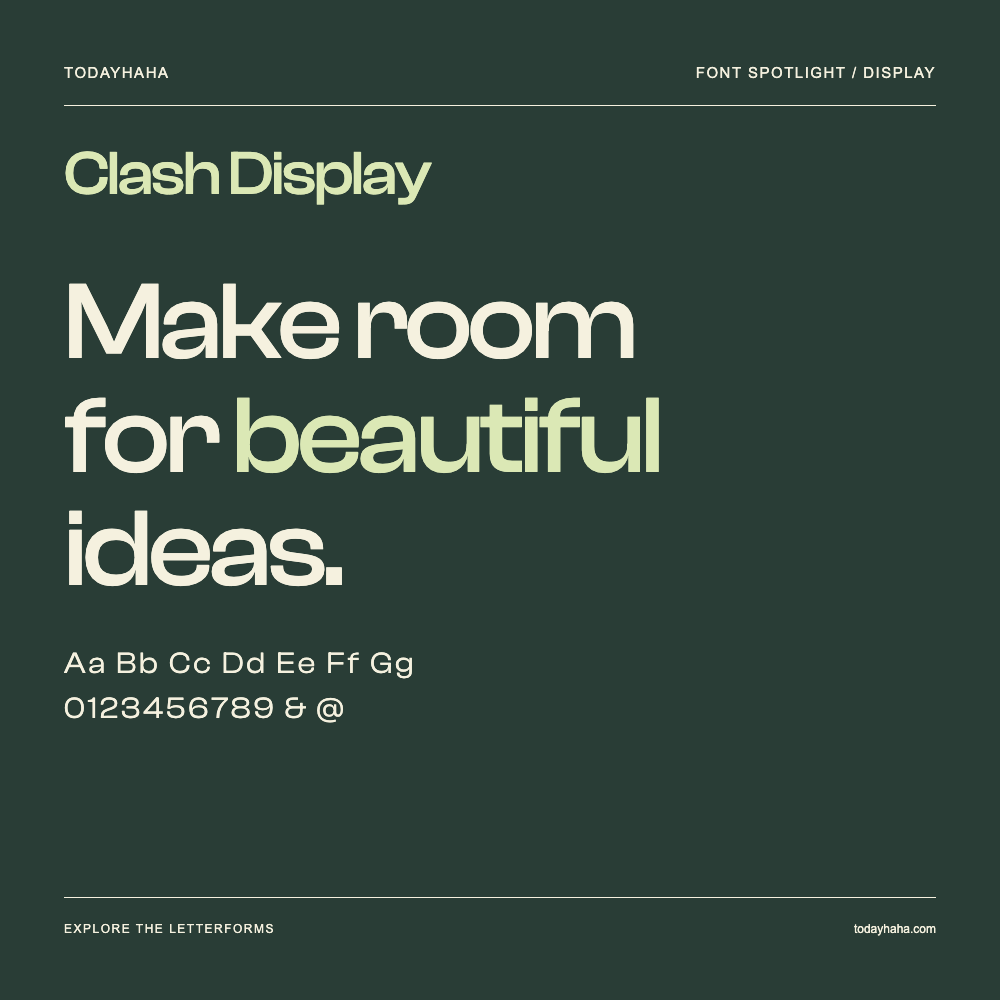 Clash Display — Póster tipográfico con texto de muestra