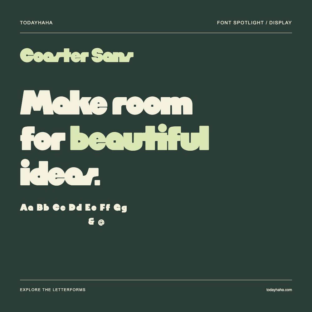 Coaster Sans — Póster tipográfico con texto de muestra