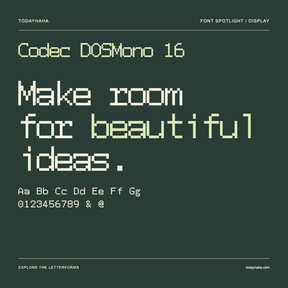 Codec DOSMono 16 — Typography poster with sample text