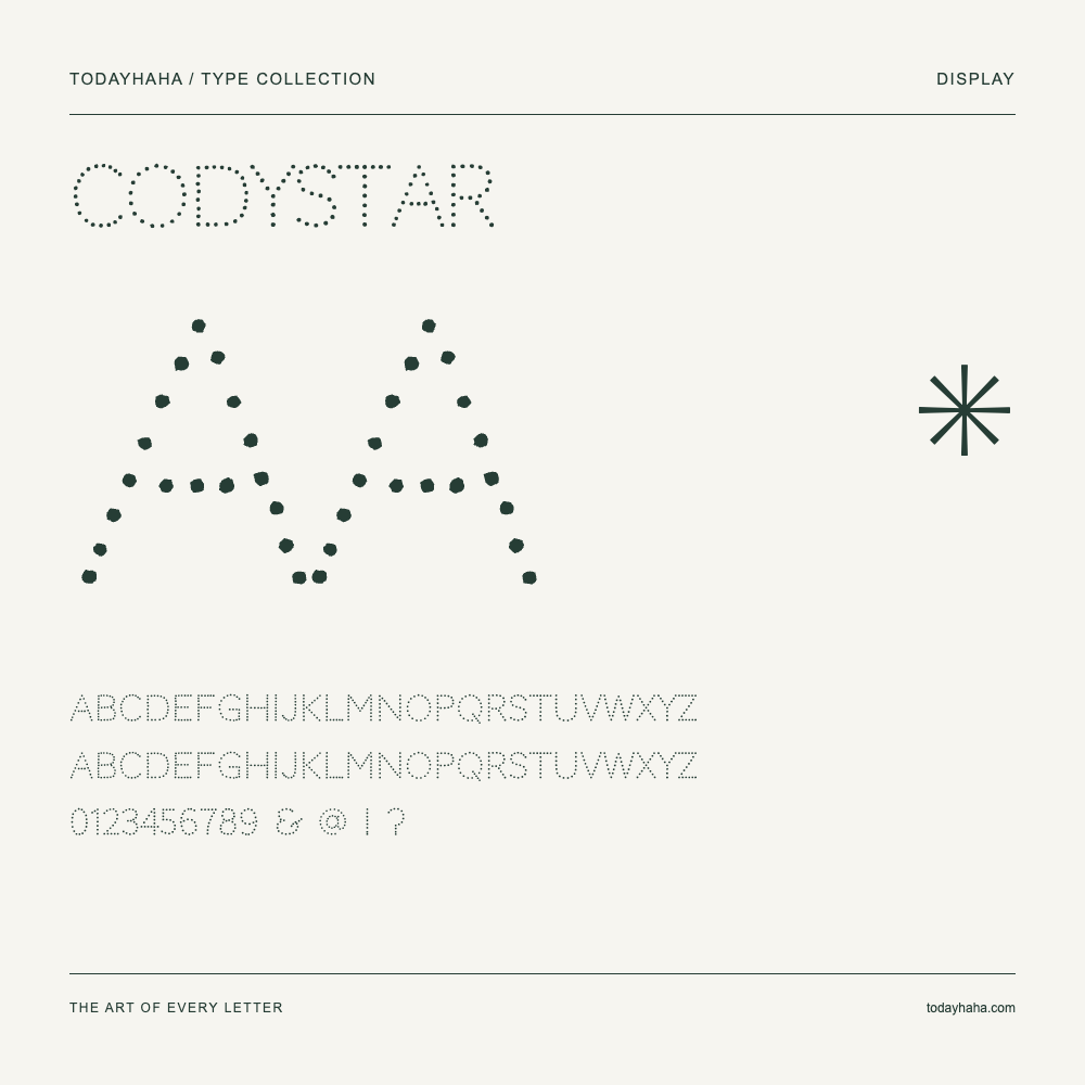 Codystar — Font specimen with uppercase and lowercase letters and numbers