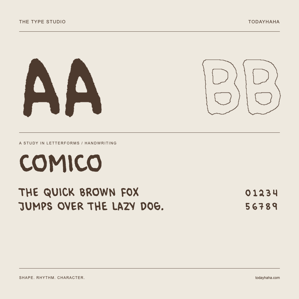 Comico — Estudo de letras com frase e números