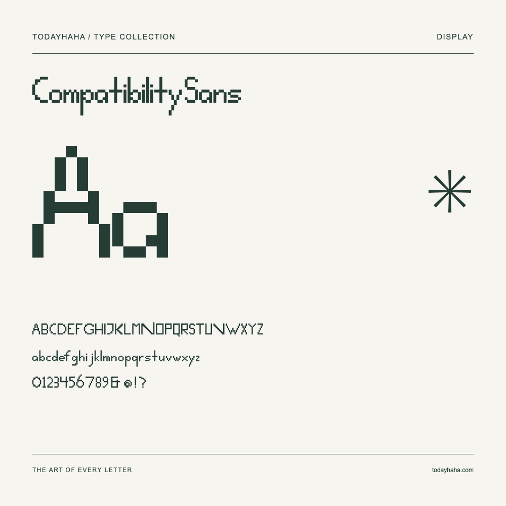 Compatibility Sans — Font specimen with uppercase and lowercase letters and numbers