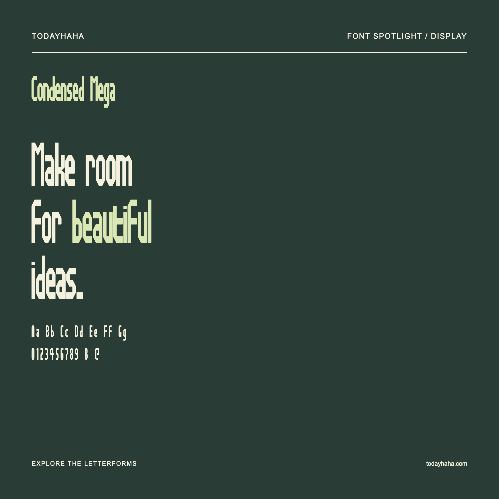 Condensed Mega — Typografieposter mit Beispieltext