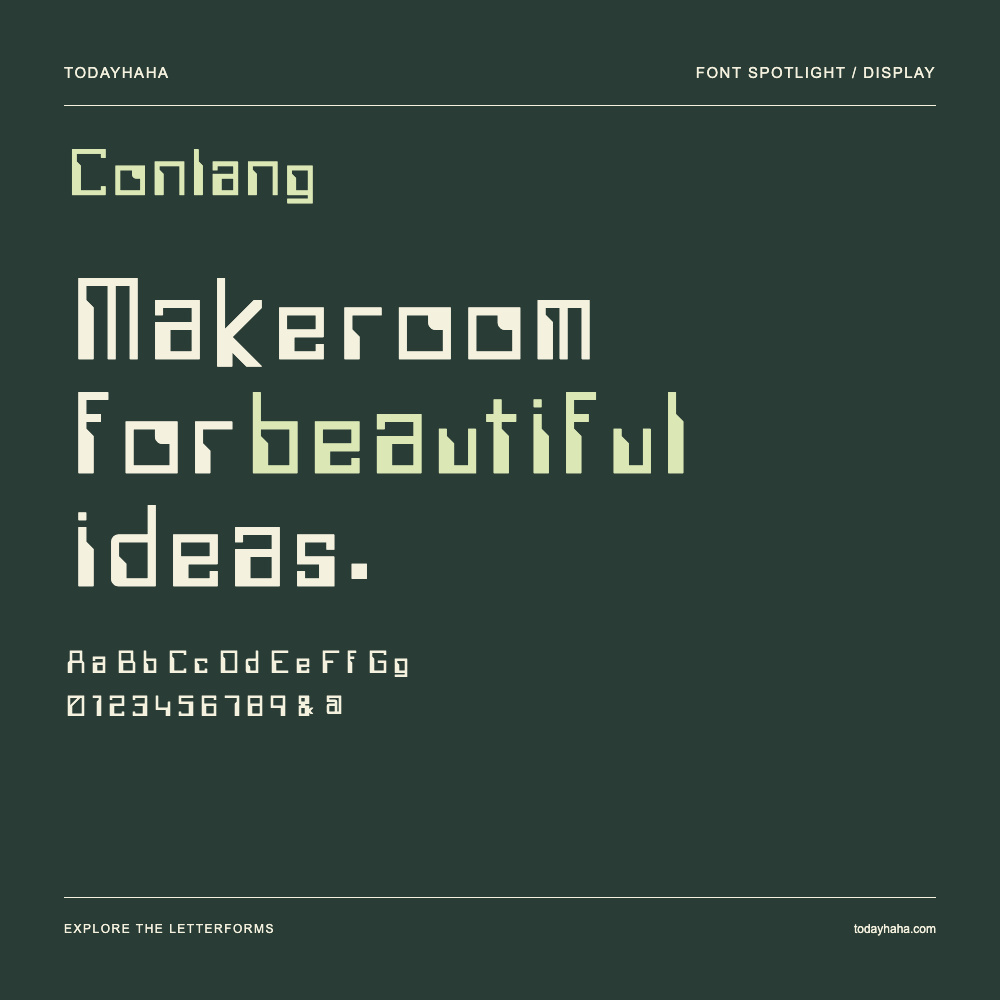 Conlang — Typografieposter mit Beispieltext