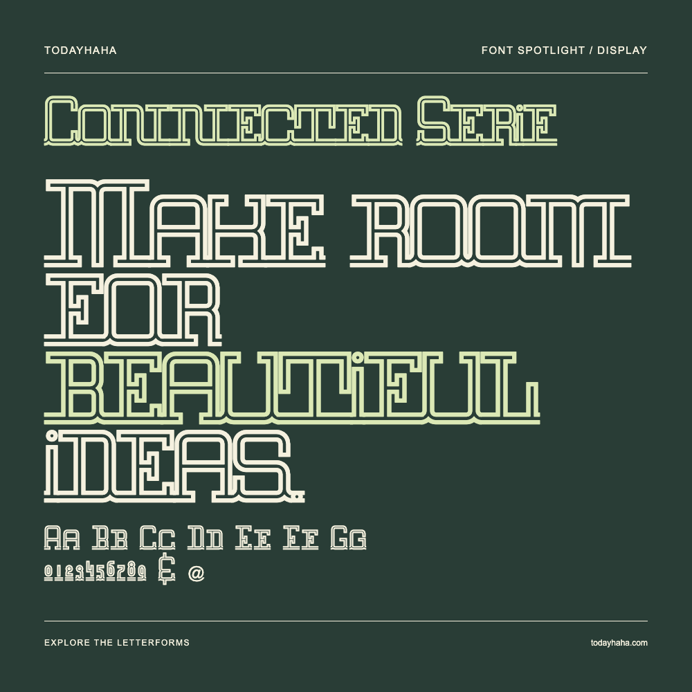 Connected Serif — Poster tipografico con testo di esempio