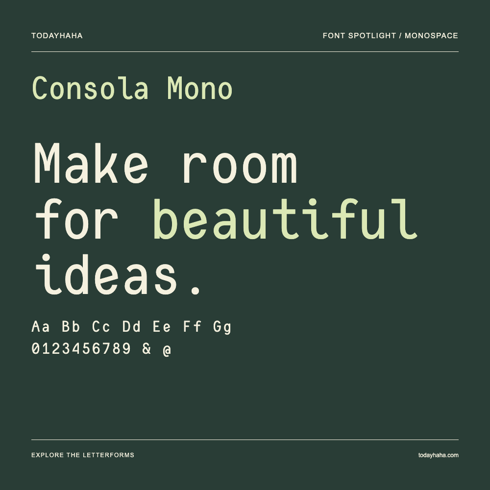 Consola Mono — Póster tipográfico con texto de muestra