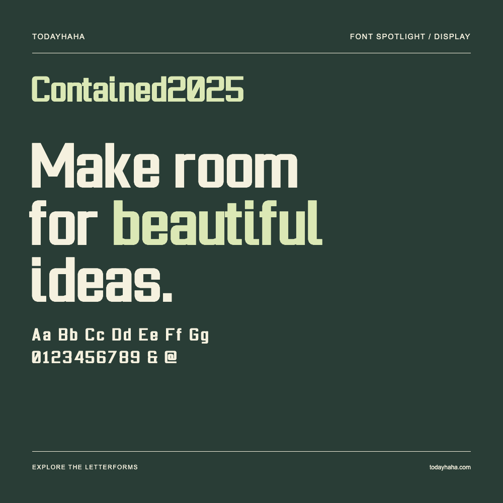 Contained2025 — Affiche typographique avec exemple de texte