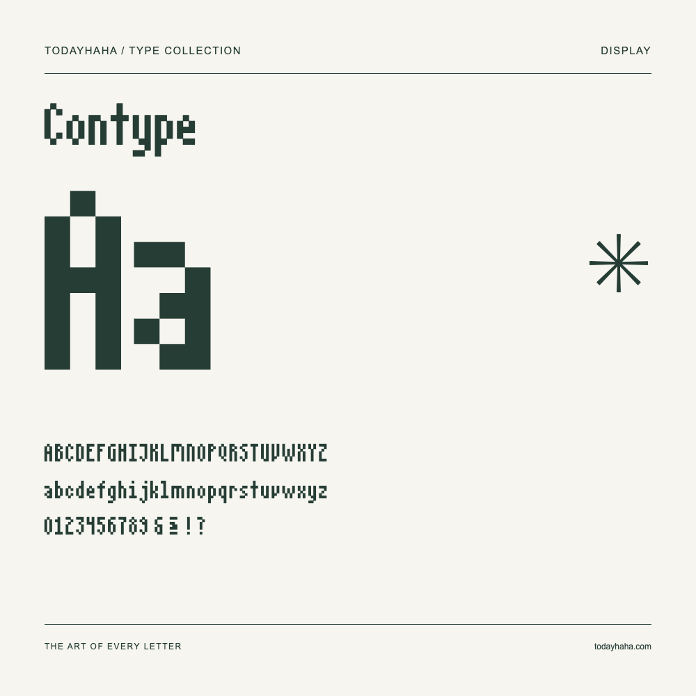 Contype — Muestra de mayúsculas, minúsculas y números
